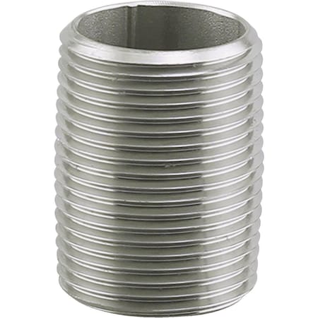 Plumbeeze PLUMB-EEZE 3/8 In. MIP x Close Stainless Steel Nipple U2-SSN-03